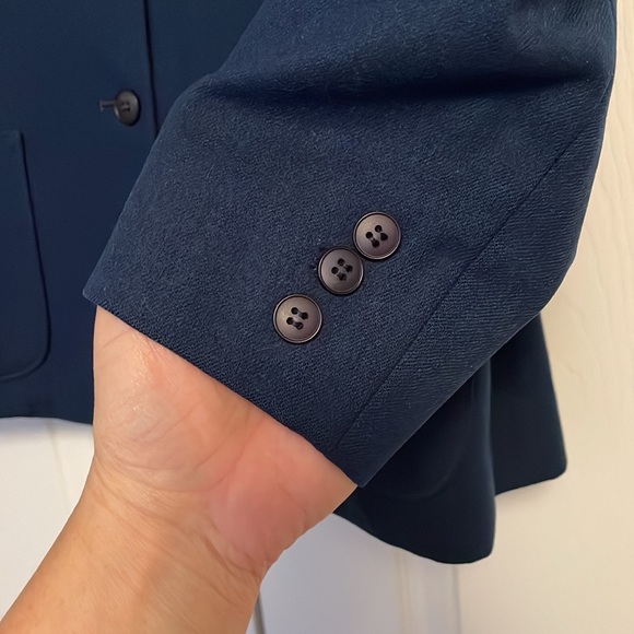 Vintage Pendleton Women's Virgin Wool Navy Blue Two Button Blazer Jacket Size 6 - Picture 7 of 11